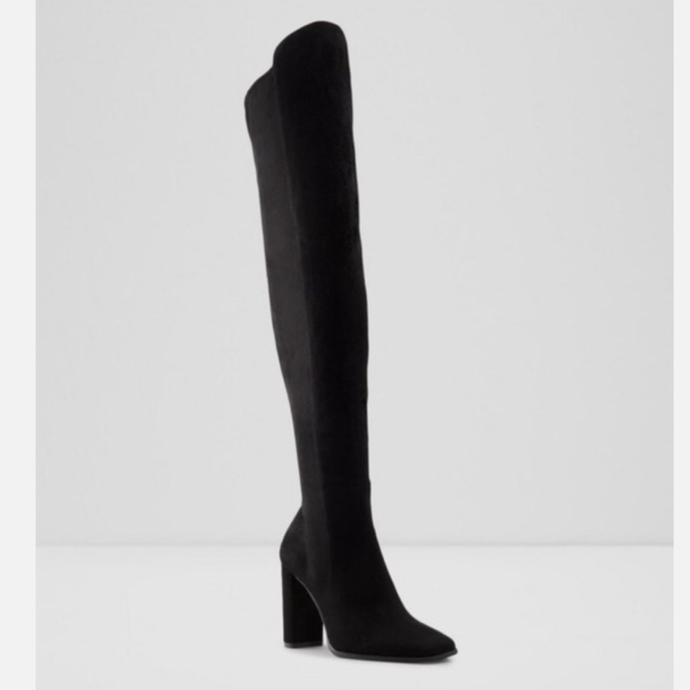 Aldo Shoes Choan Over the Knee Black Boots with Chunky Heel